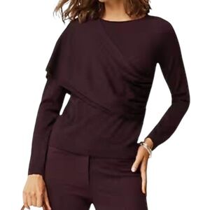 J. Jill Wearever 100% Merino Wool Long Sleeve Drape Overlay Sweater Pinot – NWT
